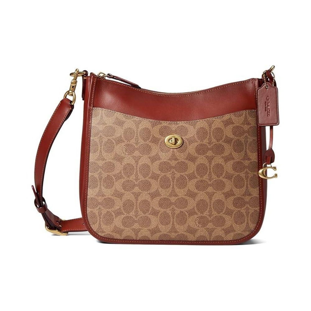 NWT Coach Chaise Crossbody Bag In Signature Canvas Tan‎ Rust - C8487